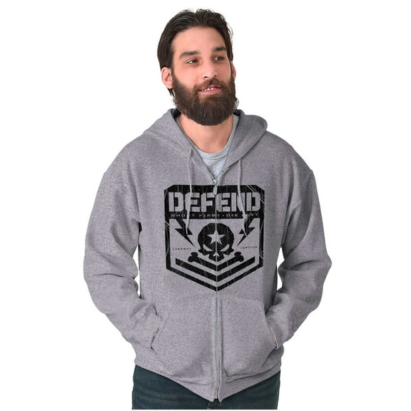 Defend Freedom Skull Crossbones 2A Unisex Plus Size Zip Hoodie Brisco Brands 4X