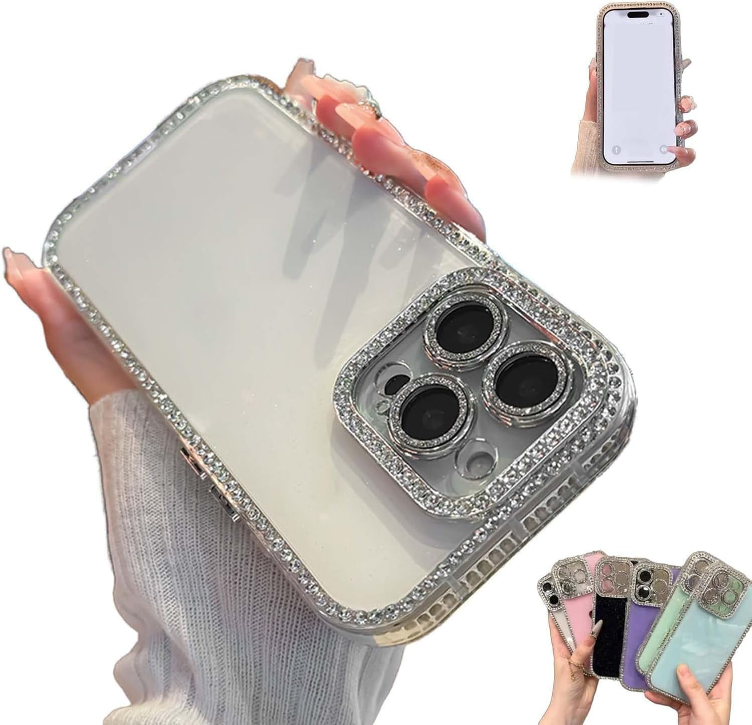 Defendcase New Double Sided Diamond Embedded Case for iPhone Solid Defendcase New Double Sided Diamond Embedded Case for iPhone Solid