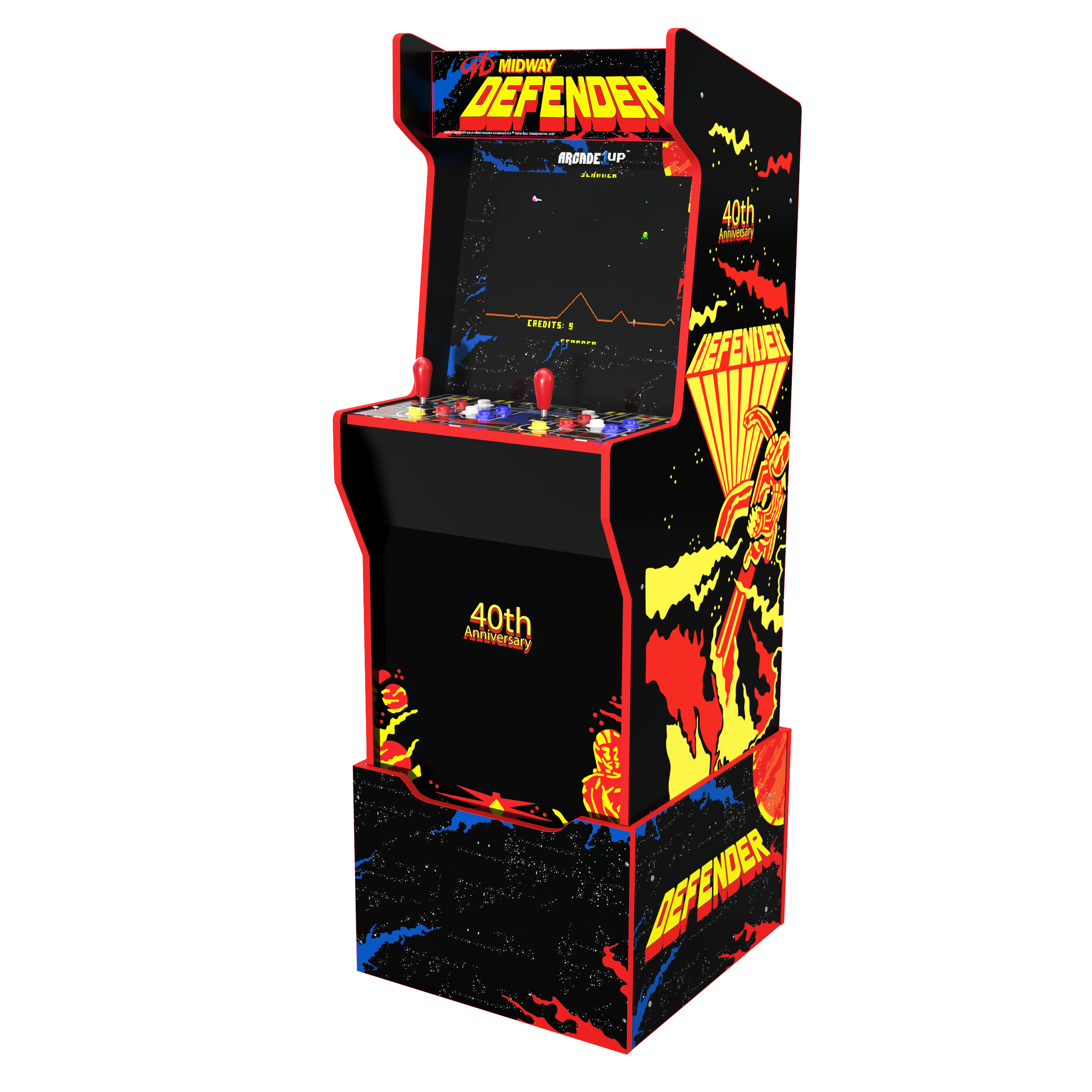 Defender 40th Anniversary 12-IN-1 Midway Legacy Edition Arcade with Licensed Riser and Light-Up Marquee, Arcade1Up - image 1 of 6