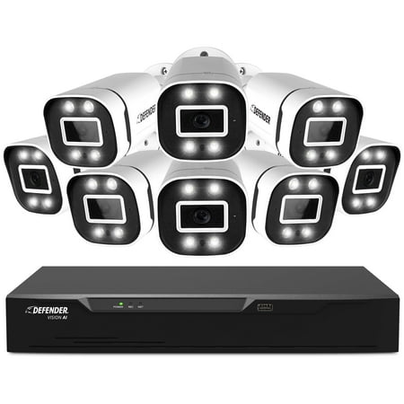 Defender 4k Ultra Wired Security Camera System. Indoor & Outdoor Security Cameras Night Vision Mobile Viewing Motion Detection for Home and Business (8 Cameras)