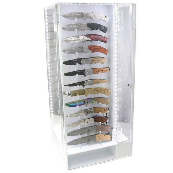 Defender 52 Pcs Knife Display Case 360 Rotating 4 Face Display
