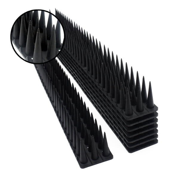 Bird Spike 8pack Protect Your Sofa, Garden, Outdoor Walls, Plastic Security Fence Spikes- Black