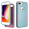 thumbnail image 1 of Defender Case Compatible with iPhone 7 Plus/ iPhone 8 Plus Case, Hybrid Heavy Duty Military Grade Full-Body Drop Shockproof Dustproof 3-Layers Rugged Protective Phone Cover, Skyblue+Pink, 1 of 7