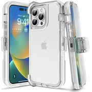 Defender Case For Apple iPhone 15 Case Shock Proof Rubber Case with Holster Heavy Duty Clear