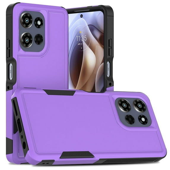 Defender Case for Motorola Moto G Power 5G 2025 6.8'' Heavy Duty 1 in 1 Design Rugged Full Body Dustproof Shockproof Bumper Non-Slip Protective Cover,Purple,For Moto G Power 5G 2025
