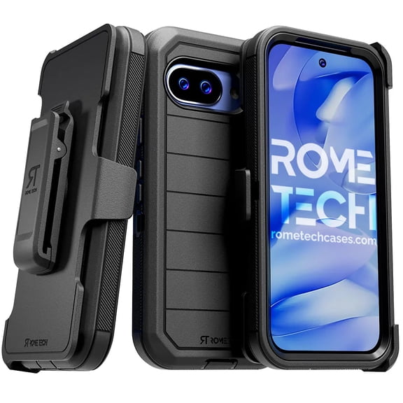Defender Case for Google Pixel 9a with Belt Clip, Kickstand, Dual-Layer, Black