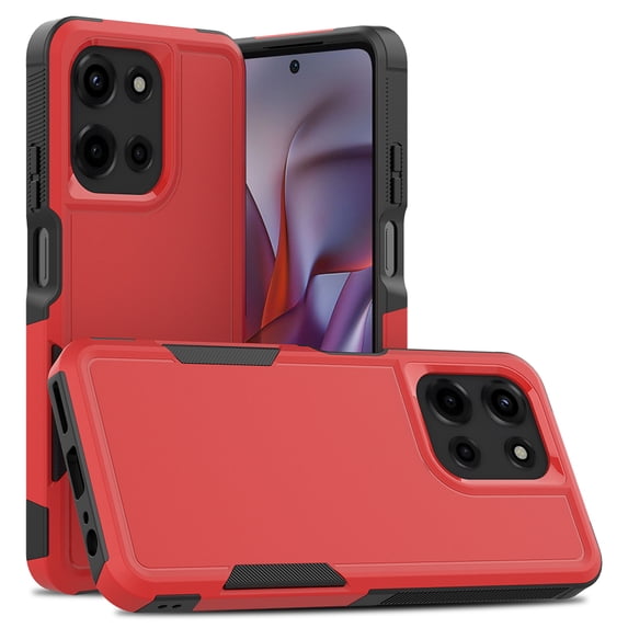 Defender Case for Motorola Moto G 5G 2025 / G 2026 / G Play 2026 6.7", Dual Layer PC+TPU Rugged Shockproof Full Body Protective Cover,Red