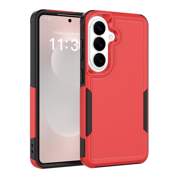 Defender Case for Samsung Galaxy S26 5G 6.3", Dual Layer PC+TPU Rugged Shockproof Full Body Protective Cover,Red,For Galaxy S26 5G