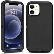 Defender Case for iPhone 12 Mini, Heavy Duty 3 in 1 Shockproof Anti-Slip Drop Protective Phone Cover for iPhone 12Mini 5.4'' Display (Black)