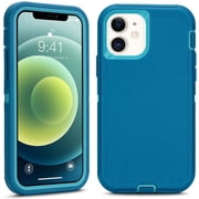 Defender Case for iPhone 12 Mini, Heavy Duty 3 in 1 Shockproof Anti-Slip Drop Protective Phone Cover for iPhone 12Mini 5.4 Display Blue Teal