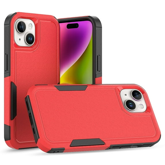 Defender Case for iPhone 15 6.1'' - Heavy Duty 1 in 1 Design Rugged Full Body Dustproof Shockproof Bumper Non-Slip Protective Cover,Red,For iPhone 15