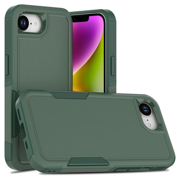 Defender Case for iPhone 17e/16e 6.1", Dual Layer PC+TPU Rugged Shockproof Full Body Protective Cover,Green,For iPhone 16e/17e