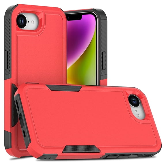 Defender Case for iPhone 16e 6.1'' - Heavy Duty 1 in 1 Design Rugged Full Body Dustproof Shockproof Bumper Non-Slip Protective Cover,Red,For iPhone 16e