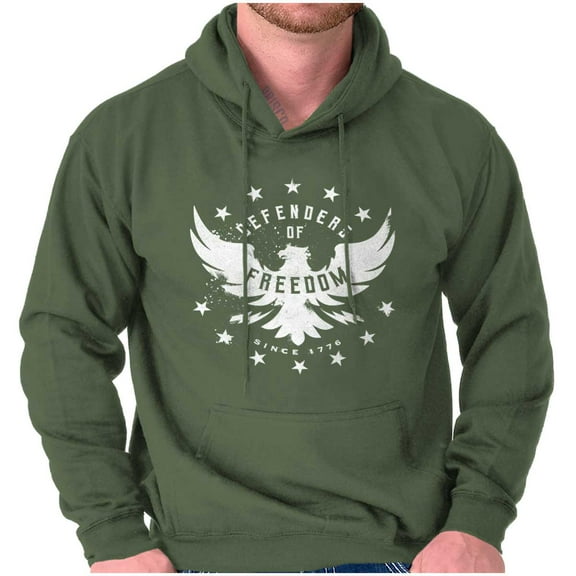 Defender Freedom Patriotic Eagle Unisex Plus Fleece Graphic Hoodie Brisco Brands 3X