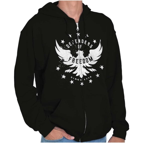 Defender Freedom Patriotic Eagle Zip Up Hoodie Men's Women's Brisco Brands L