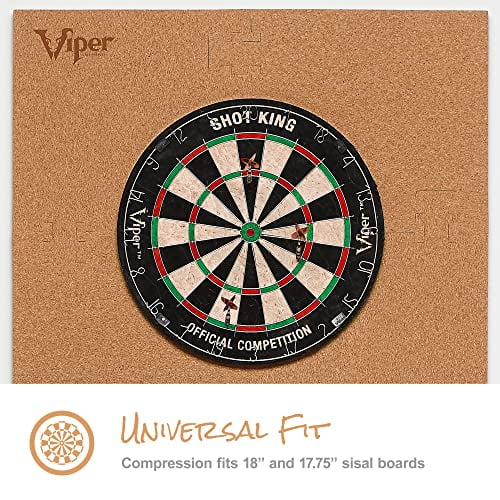 Defender II Cork-Lined Dartboard Surround Reversable Wall Protector, Fits 17.75" and 18" Bristle Dartboards, Compression-Fit Tool-Free Easy Mounting, Tan, Square, 28.25" L x 28.25" W x 1" Thick
