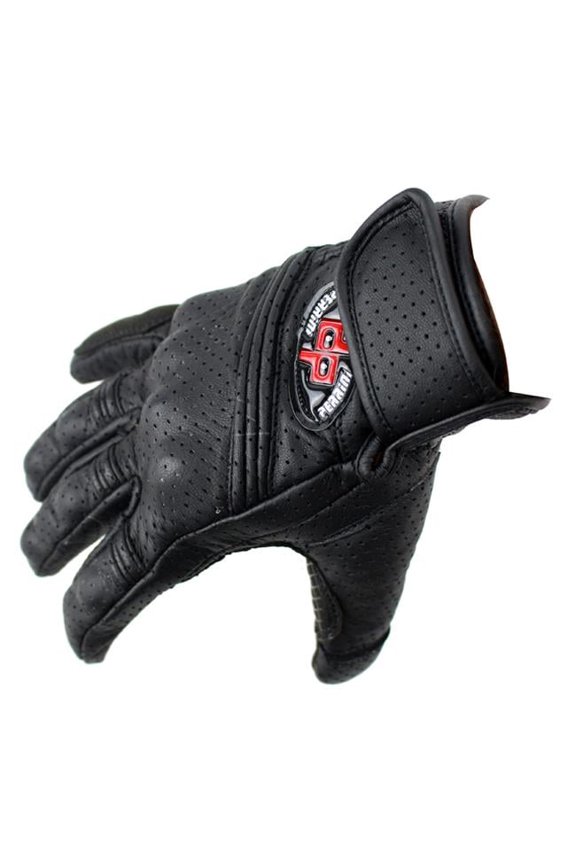 Defender Pro Motorcycle Biker Racing Motorbike Cross Line Perforated Leather Gloves (All Sizes)