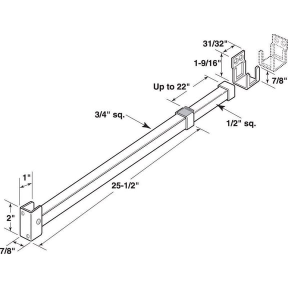 Defender Security U 9920 Security Bar Lock, Telescopic, Aluminum Finish
