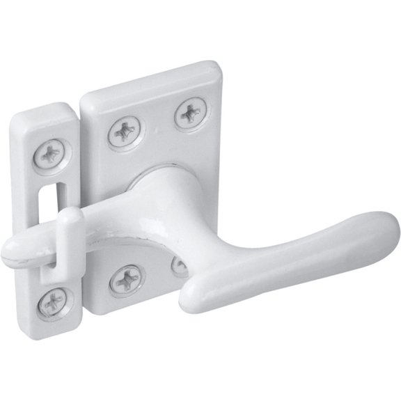 Defender Security U 9936 Casement Window Sash Lock, 1-1/8 In. X 2 In., Diecast, White, 3 Strike Plates