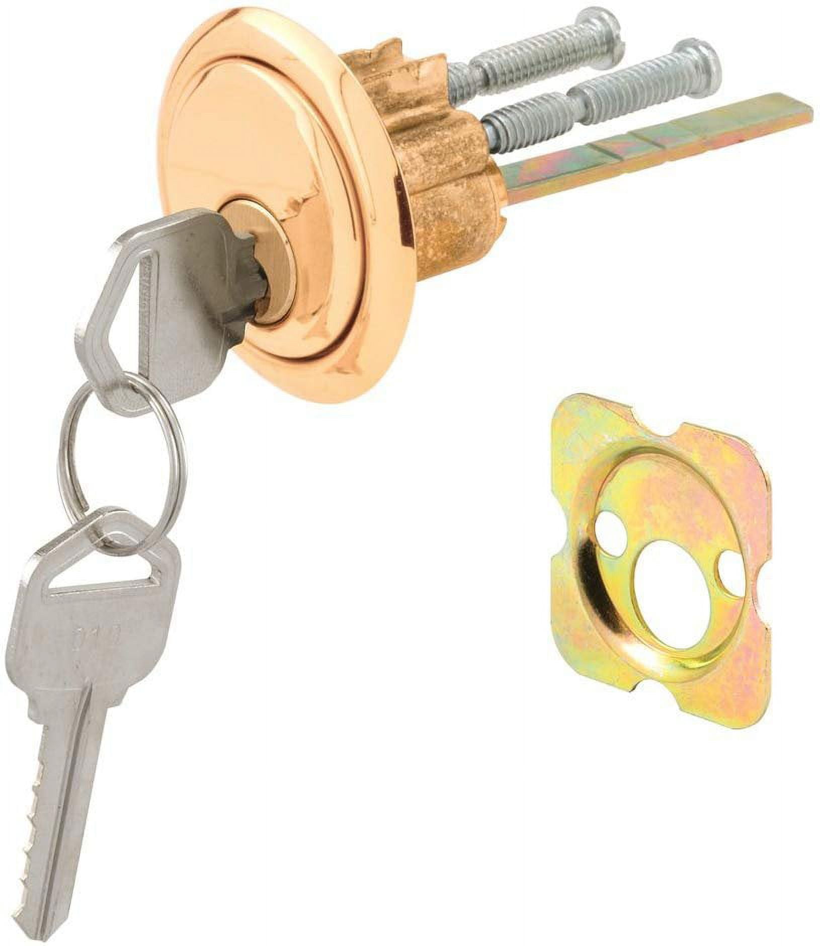Defender Security U 9965 Rim Cylinder Lock Kwikset/Weiser with Brass Face and Diecast Housing
