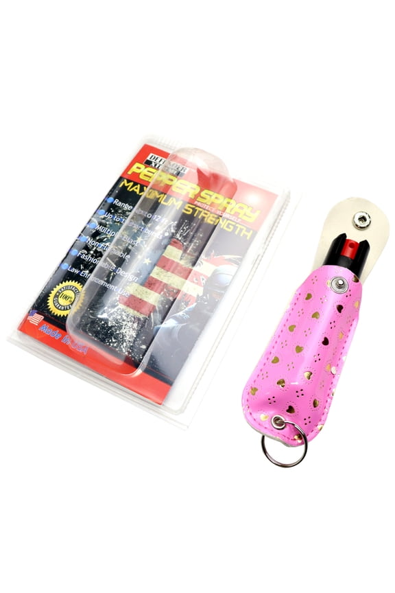 Defender-Xtreme 1/2 Oz Pepper Spray With Pink Heart Sheath Key Chain
