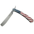 thumbnail image 1 of Defender-Xtreme 10' Straight Razor USA Flag Folding Knife 3CR13 Stainless, 1 of 2