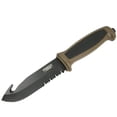 thumbnail image 1 of Defender-Xtreme 9.5' Brown Rubber Handle Hunting Knife Stainless Steel Gut Hook, 1 of 2