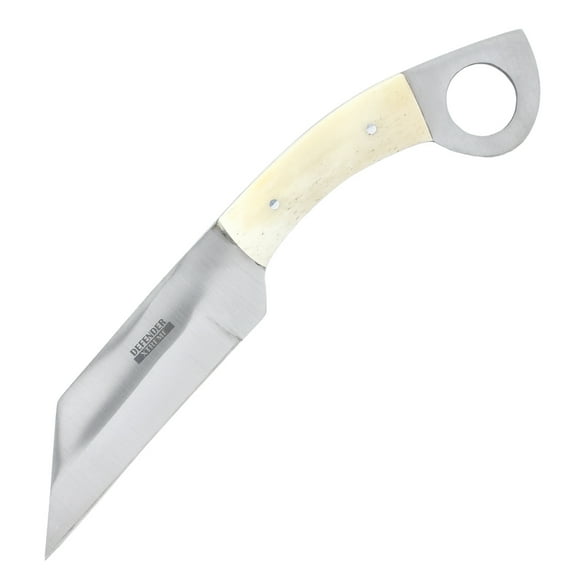 Defender-Xtreme 9" Bone Handle Stainless Steel Blade Hunting Knife With Leather Sheath