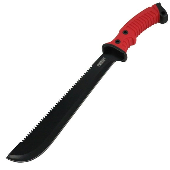 Defender-Xtreme All Red & Black  15.5' Stainless Steel Machete Serrated Blade
