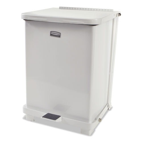 Rubbermaid Commercial Defenders Biohazard Step Can Square Steel 7 gal White ST7EPLWHI