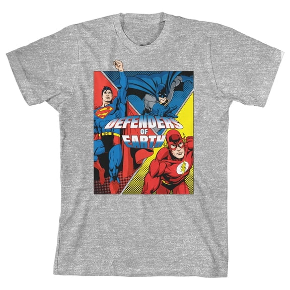 Defenders of Earth Justice League Youth Boys Athletic Gray T-Shirt-Medium
