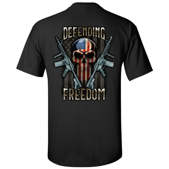 Defending Freedom Skull Unisex Short Sleeve T-shirt-Black-Large