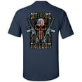 thumbnail image 1 of Defending Freedom Skull Unisex Short Sleeve T-shirt-Navy-Small, 1 of 4
