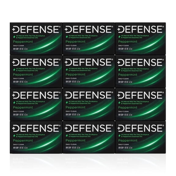 Defense Soap 12pk All Natural Peppermint Bar Soap for Men | Made by Wrestlers with Tea Tree Oil & Eucalyptus Oil to Promote Healthy Skin