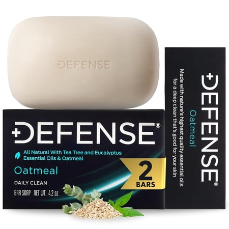 Defense Soap 2pk All Natural Oatmeal Bar Soap for Men | Made by Wrestlers with Tea Tree Oil & Eucalyptus Oil to Promote Healthy Skin