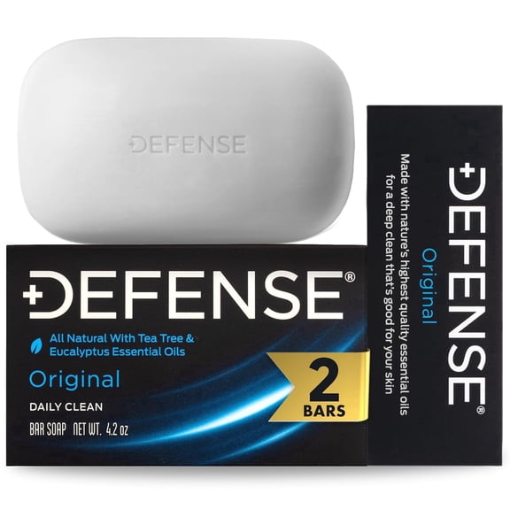 Defense Soap 2pk All Natural Tea Tree Bar Soap – Deep Cleansing Athlete Soap for Gym, Sports & Active Skin Care – Eucalyptus & Tea Tree Essential Oils – 4.2 oz
