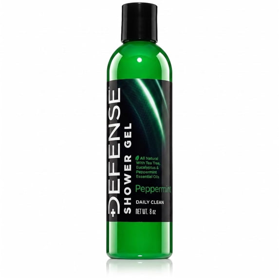 Defense Soap Peppermint Tea Tree Body Wash | All Natural Organic Shower Soap for Athletes | Odor Control & Skin Fungal Protection for Sports, Post Workout & Recovery - 8 oz