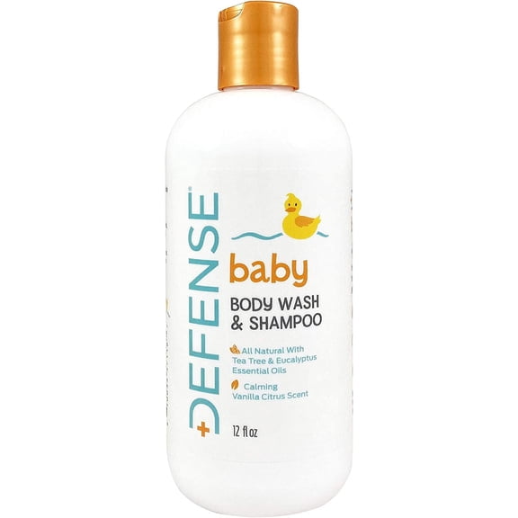 Defense Soap Baby Shampoo and Body Wash with Tea Tree Oil, Coconut Oil, Eucalyptus, Olive Oil & Aloe, 12 Fl Oz