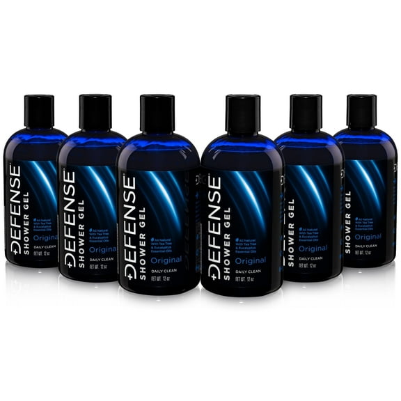 Defense Soap Body Wash Shower Gel 12 Oz (Pack of 6)| 100% Natural Tea Tree Oil and Eucalyptus Oil Helps Wash Away Ringworm, Jock Itch, Athlete's Foot, Psoriasis, Yeast, and Body Odor