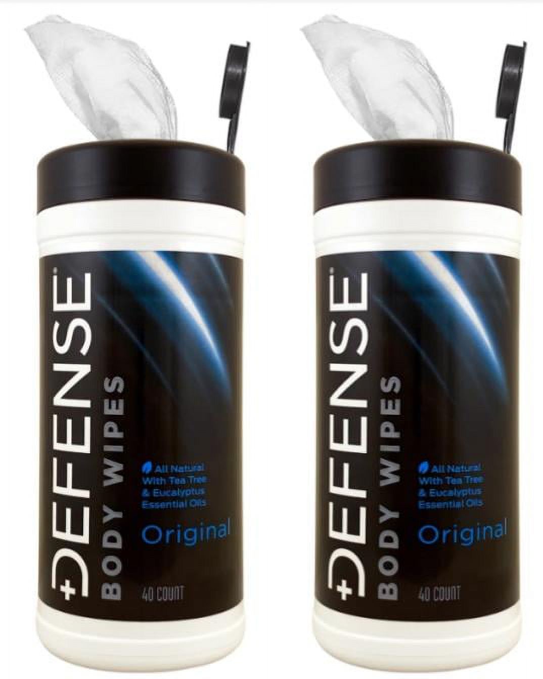 Defense Soap Body Wipes 40 Count (Pack of 2) Natural Tea Tree Oil and Eucalyptus Oil Help Wash