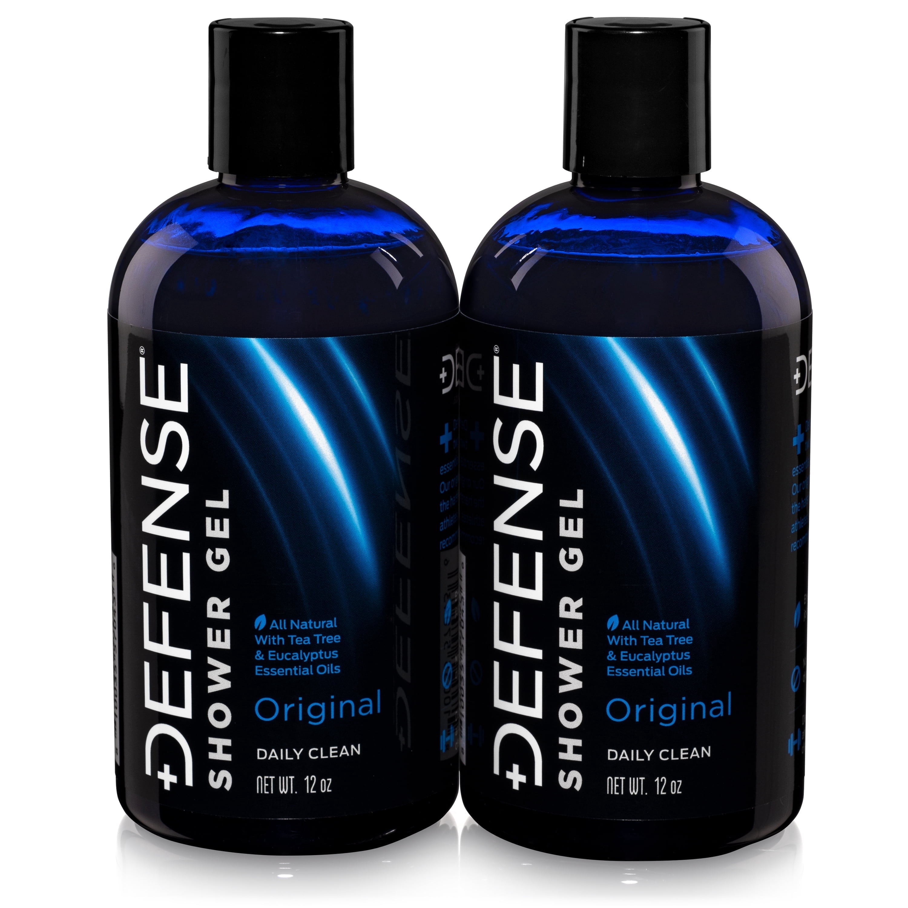 Defense Soap Shower Gel Body Wash 12 oz (2 Pack) Natural Organic Shower Gel with Tea Tree Oil and Eucalyptus Oil