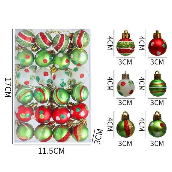 DefiDgd 1.18inch 24pcs Christmas Mini Balls Pendants,Multicolour Shatterproof Christmas Tree Ball Ornaments Set,for Holiday Wreath Party Xmas Tree Home Decorations(A)