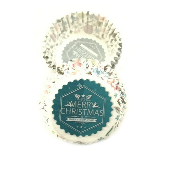 DefiDgd 100pcs Christmas Paper Baking Cup,Oil-Proof Paper Cups,Cupcake Muffins Wrappers for Xmas Holiday Birthday Party Candy Cake Make Snack Christmas Decorations Supplies(A)