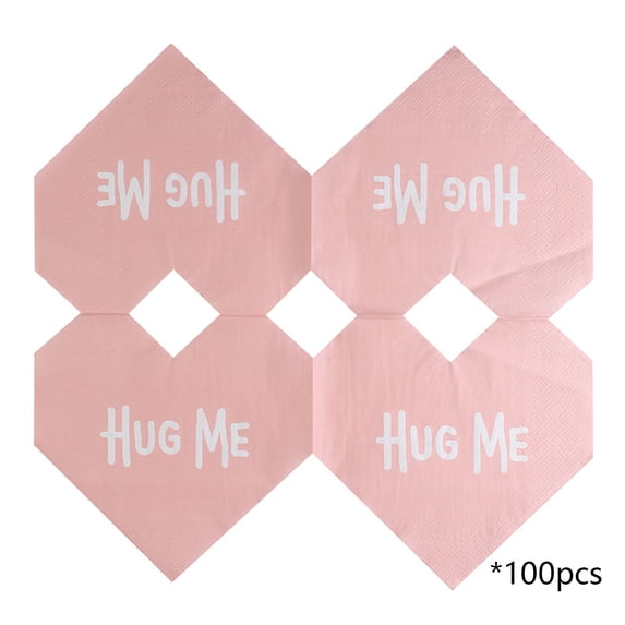 DefiDgd 100pcs Valentine's Day Heart Shaped Paper Napkins,Disposable Heart Napkins Decorative Tableware for Kitchen Dinner Birthday Wedding Party Supplies(Pink)