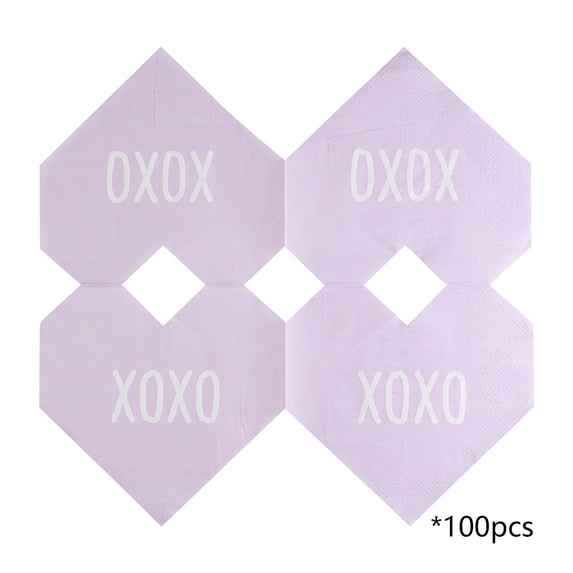 DefiDgd 100pcs Valentine's Day Heart Shaped Paper Napkins,Disposable Heart Napkins Decorative Tableware for Kitchen Dinner Birthday Wedding Party Supplies(Purple)