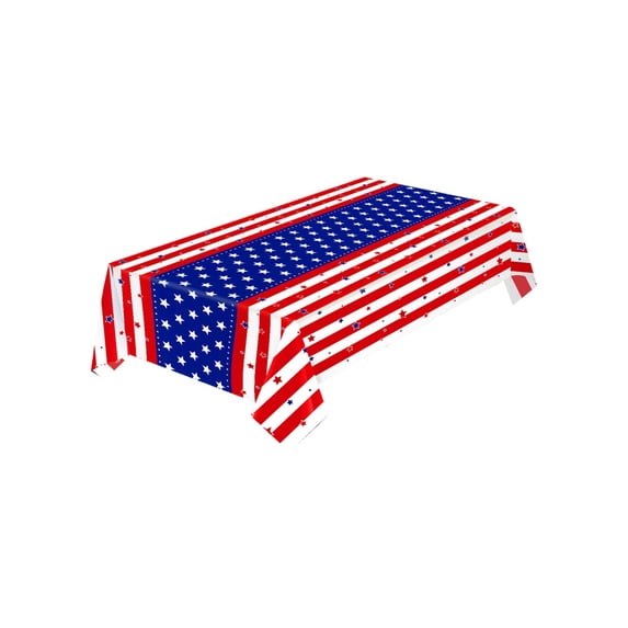 DefiDgd 108x54inch Americans Flag-theme Tablecloth,Blue White Red Party Disposable Table Cover for Independence Day Birthday Wedding Party Dinner Tabletop Tablecloth