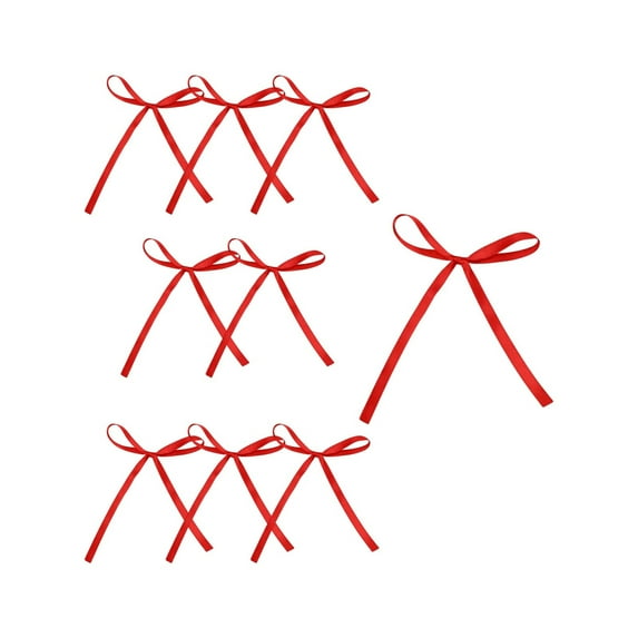 DefiDgd 10pcs Bows Solid Color Decorative Bow,Handmade Vintage Rustic Little Bowknot for Holiday Wreath Garland Gift Wrapping Home Decor(Red)