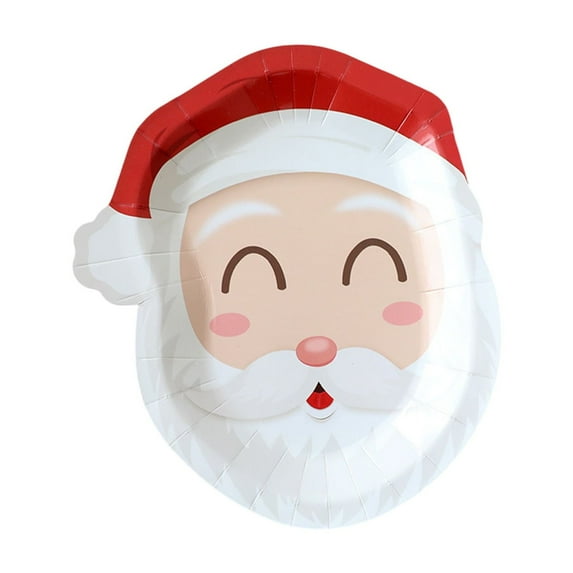 DefiDgd 10pcs Christmas Paper Plates Napkins Table Decoration,Disposable Christmas Party Supplies Santa Claus Shaped,for Dinner Tableware Dessert Holiday Party Supplies(A)