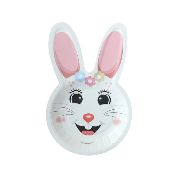 DefiDgd 10pcs Easter Painted Paper Plates Disposable Easter Dinner Plates,Bunny Ear Shaped Party Plate Serving Dishes for Holiday Wedding Spring Party Supplies Decoration(B)