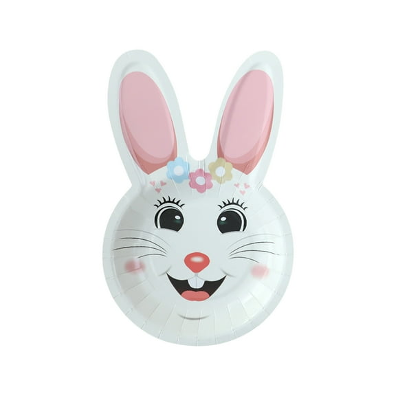 DefiDgd 10pcs Easter Painted Paper Plates Disposable Easter Dinner Plates,Bunny Ear Shaped Party Plate Serving Dishes for Holiday Wedding Spring Party Supplies Decoration(B)